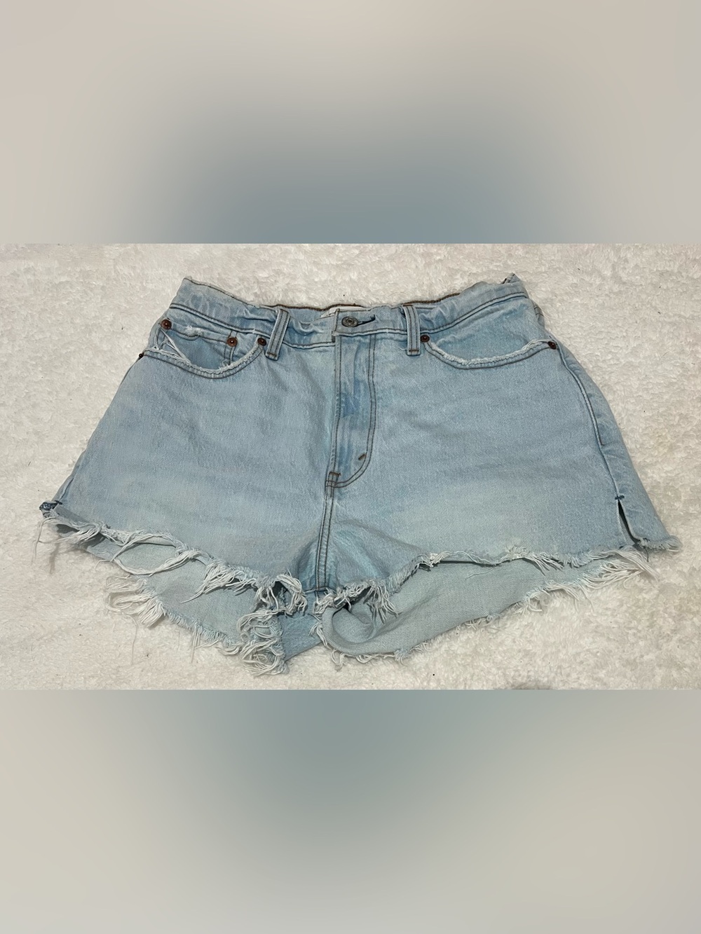 Abercrombie & Fitch The Mom Short High Rise Curve Love Sz 29/8 Light Wash Summer